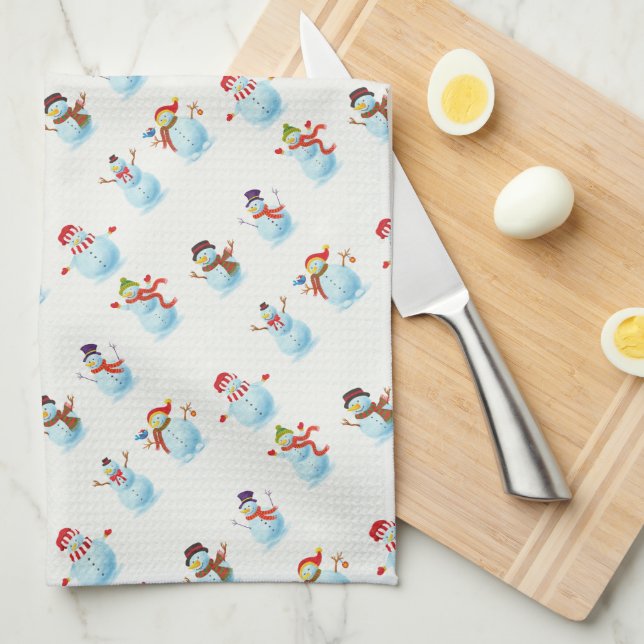 Christmas Snowmen Kitchen Towel (Quarter Fold)