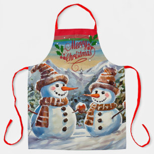Christmas Snowmen, Merry Christmas, Apron