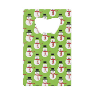 Christmas Snowmen Pattern Credit Card Bottle Opene Opener