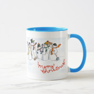 Christmas Snowmen Ringer Mug