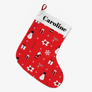 Christmas Snowmen Santas Personalized Large Large Christmas Stocking