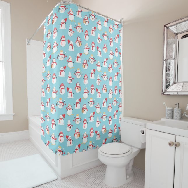 Christmas Snowmen Shower Curtain (In Situ)