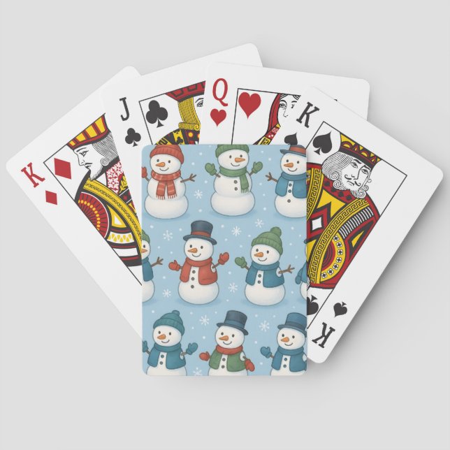  Christmas Snowmen Snowflakes Card Deck (Back)