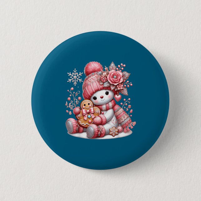 Christmas Snowperson  2 Inch Round Button (Front)