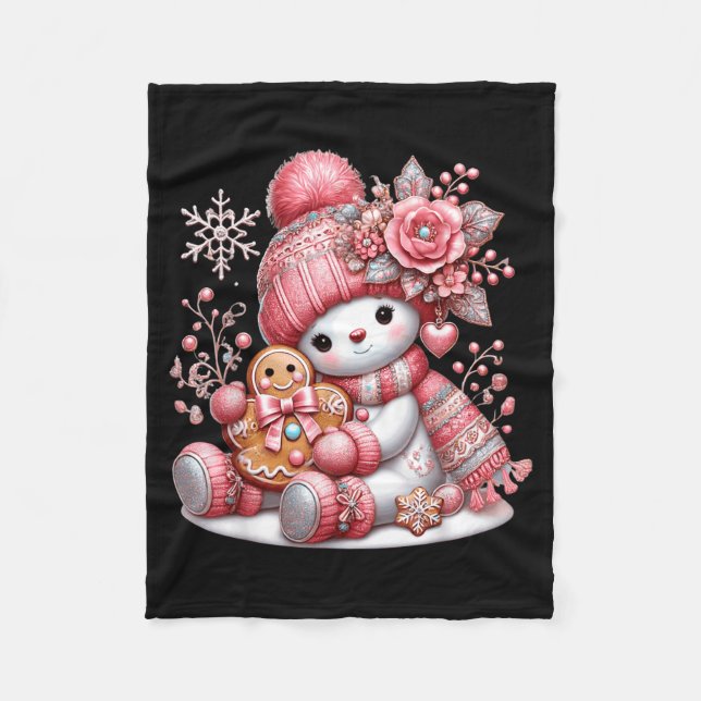 Christmas Snowperson  Fleece Blanket (Front)