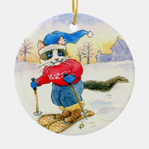 Christmas Snowshoe Cat Winter ornament