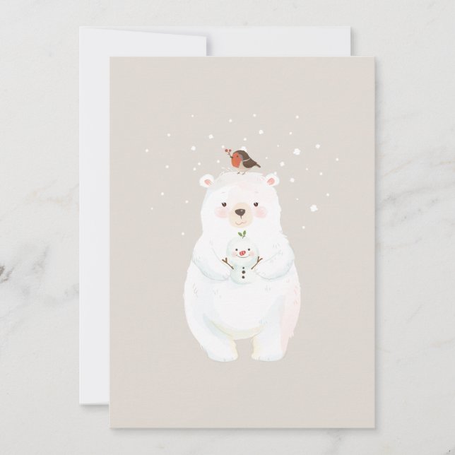 Christmas Snowy Bear Hugs Holiday Card (Front)