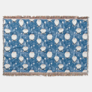 Christmas Snowy Blue Throw Blanket