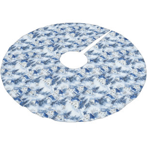 Christmas Snowy Blue Tree Skirt
