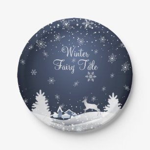 Christmas Snowy Fairy Tale Fantasy Forest Paper Plate