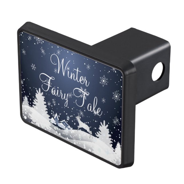 Christmas Snowy Fairy Tale Fantasy Forest Trailer Hitch Cover (Top Right)
