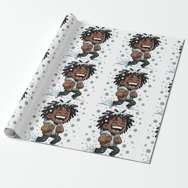 Christmas Snowy Laughter-Christmas Wrapping Paper (Unrolled)