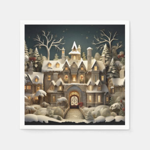 Christmas Snowy Manor Storybook Wonderland Napkin