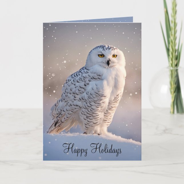 Christmas Snowy Owl Holiday Card (Front)