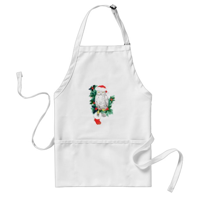 Christmas Snowy Owl Stocking Gifts Holly Designed Standard Apron (Front)