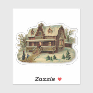 Christmas Snowy Victorian Antique House Home Snow