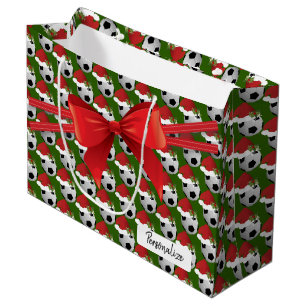 Christmas Soccer Ball Pattern - Large Gift Bag