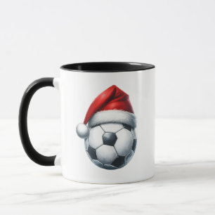 Christmas Soccer Ball Santa Hat Christmas Soccer  Mug