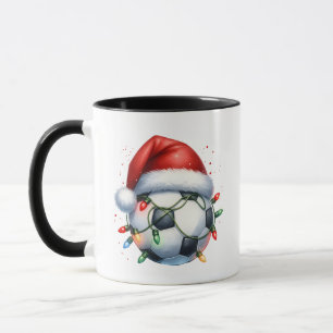 Christmas Soccer Ball Santa Hat Christmas Soccer Mug
