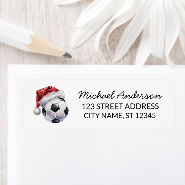 Christmas Soccer Ball Santa Return Address (Insitu)