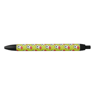 Christmas Soccer Ball With Santa Claus Hat Pattern Black Ink Pen