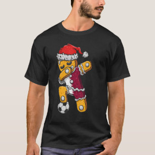Christmas Soccer Boy Dabbing Gingerbread Qatar Foo T-Shirt