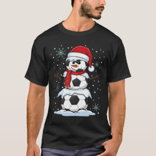 Christmas Soccer Byll Funny Snowman Xmas Pajamas M T-Shirt