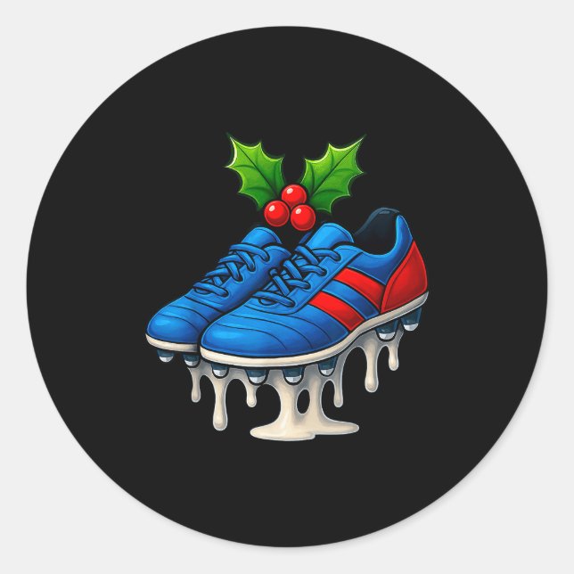 Christmas Soccer Cleats Ice Cream Drip Xmas  Classic Round Sticker (Front)