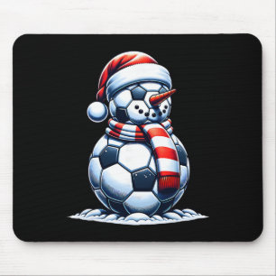 Christmas Soccer Fan Funny Snowman Santa Mouse Pad