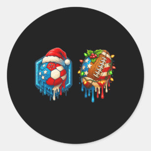Christmas Soccer Footbyll Drip Us Flag Ice Cream D Classic Round Sticker