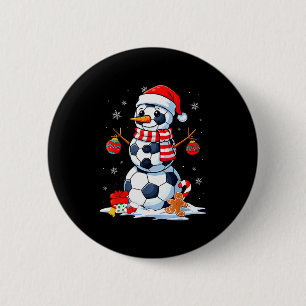 Christmas Soccer Funny Snowman Men Boys Kids  2 Inch Round Button