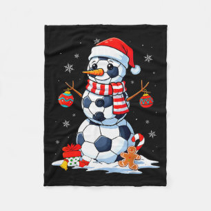 Christmas Soccer Funny Snowman Men Boys Kids  Fleece Blanket