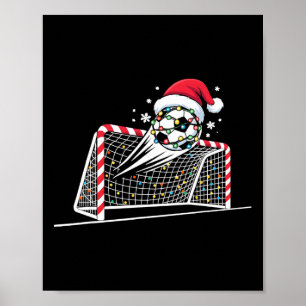 Christmas Soccer Goal Byll Lights Santa Xmas Kids Poster