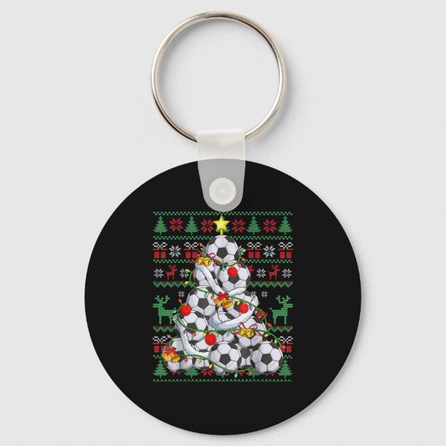 Christmas Soccer Player Srt Lover Santa Hat Xmas P Keychain (Front)
