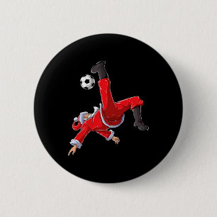 Christmas Soccer Santa Funny Bicycle Kick 2 Inch Round Button