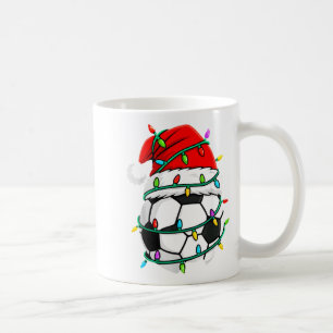 Christmas Soccer Santa Hat Lights Santa Srts Xmas Coffee Mug