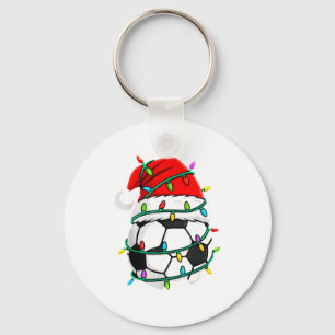 Christmas Soccer Santa Hat Lights Santa Srts Xmas  Keychain