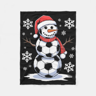 Christmas Soccer Snowman Funny Soccer Christmas Fleece Blanket