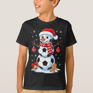 Christmas Soccer Snowman Santa Hat Xmas Pyjamas Me T-Shirt