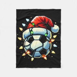 Christmas Soccer Xmas Santa Soccer Lover Men Boys Fleece Blanket