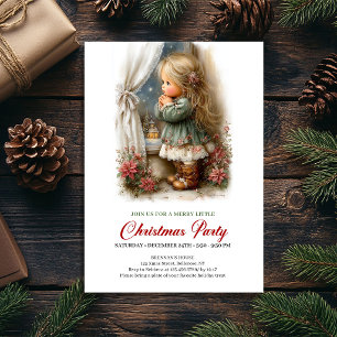 Christmas Social Invite Cute Girl Winter Scene Art