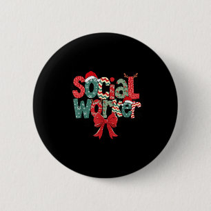 Christmas Social Worker Retro Xmas Tis The Season  2 Inch Round Button