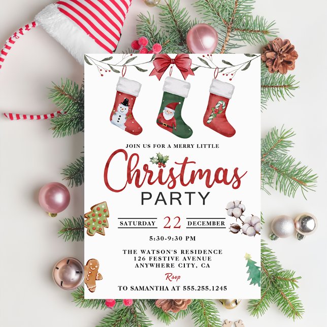 Christmas Sock Christmas Party  Invitation (Creator Uploaded)