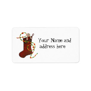 Christmas sock monkey Address Label