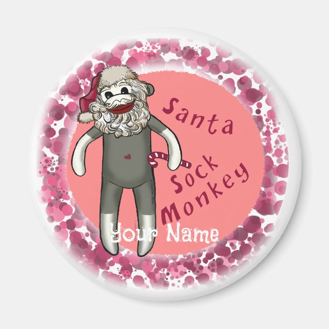 Christmas Sock Monkey Santa  Magnet (Front)
