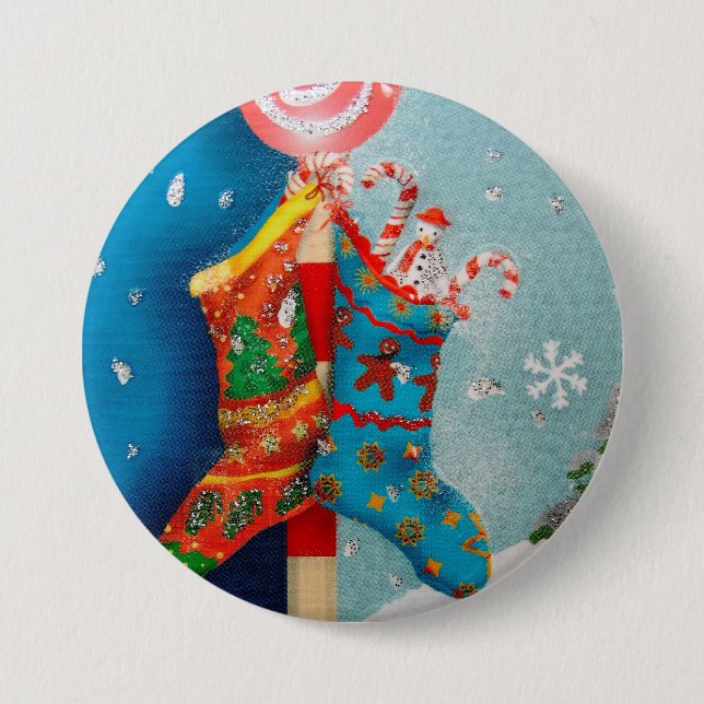 Christmas Socks 3 Inch Round Button (Front)