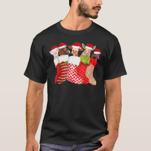 Christmas Socks Animals Horse Cow Goat Chicken Pig T-Shirt