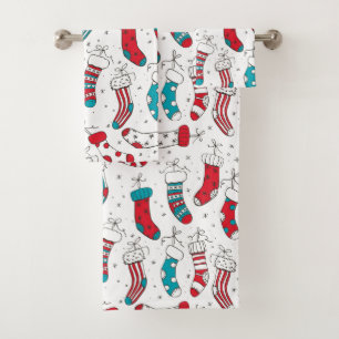 Christmas socks bath towel set