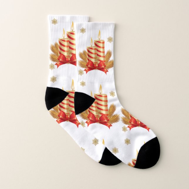 Christmas Socks, Christmas Candle Socks (Pair)