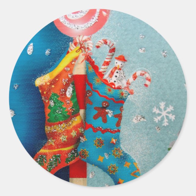 Christmas Socks Classic Round Sticker (Front)